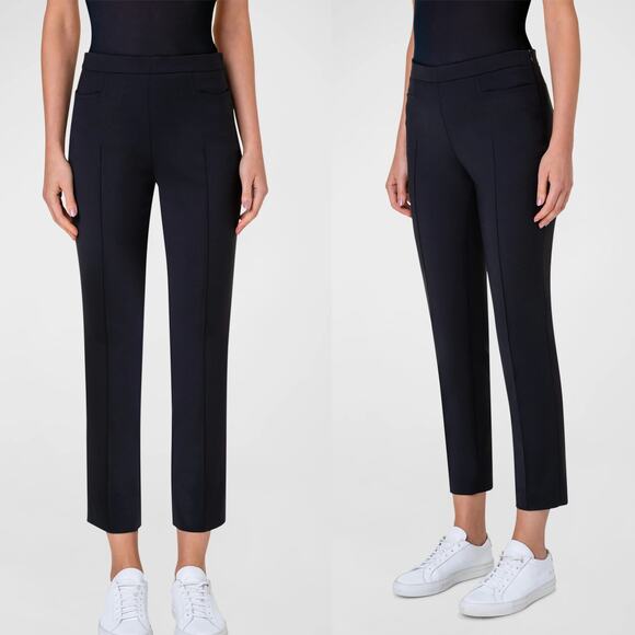 AKRIS Punto Franca Mid-Rise Cropped Pants Black 8 - Picture 1 of 10